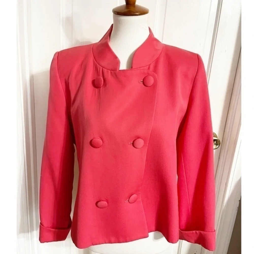 Christian Dior Vintage Double Breasted Pink Blazer With Shoulder Pads Sz 12